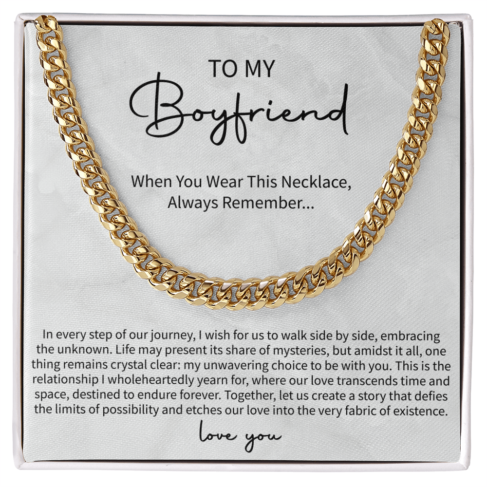 To My Boyfriend Cuban Chain Necklace, Promise Necklace For Boyfriend, Boyfriend Necklace, Anniversary Necklace Gift For Boyfriend, Valentines Day - Beauty Belliss